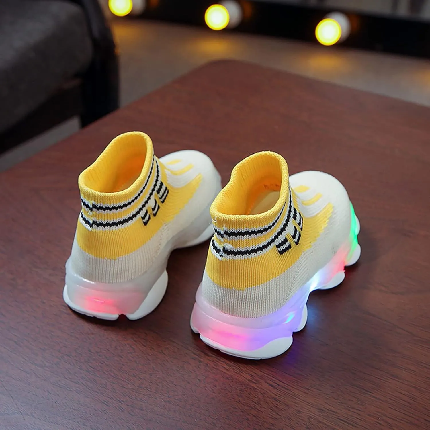 IWIHMIV Boys Girls High Top Running Tennis Shoes Lightweight Breathable Non-Slip Sport Athletic Luminous Shoes
