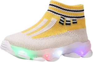 IWIHMIV Boys Girls High Top Running Tennis Shoes Lightweight Breathable Non-Slip Sport Athletic Luminous Shoes