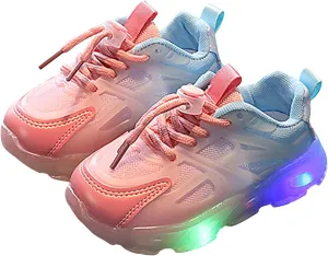IWIHMIV Boys Girls Luminous Light Tennis Shoes Lightweight Breathable Non Slip Running Athletic Walking Sports Shoes