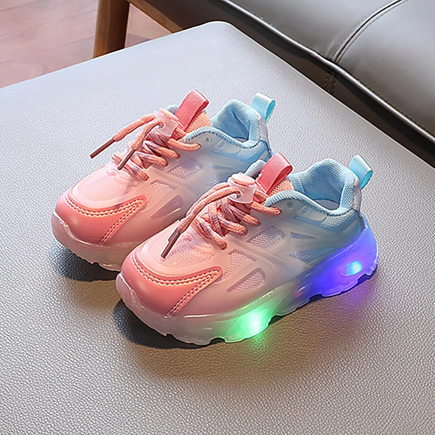 IWIHMIV Boys Girls Luminous Light Tennis Shoes Lightweight Breathable Non Slip Running Athletic Walking Sports Shoes