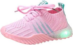 IWIHMIV Boys Girls Tennis Shoes for Running Athletic Walking Lightweight Breathable LED Light Luminous Sports Shoes
