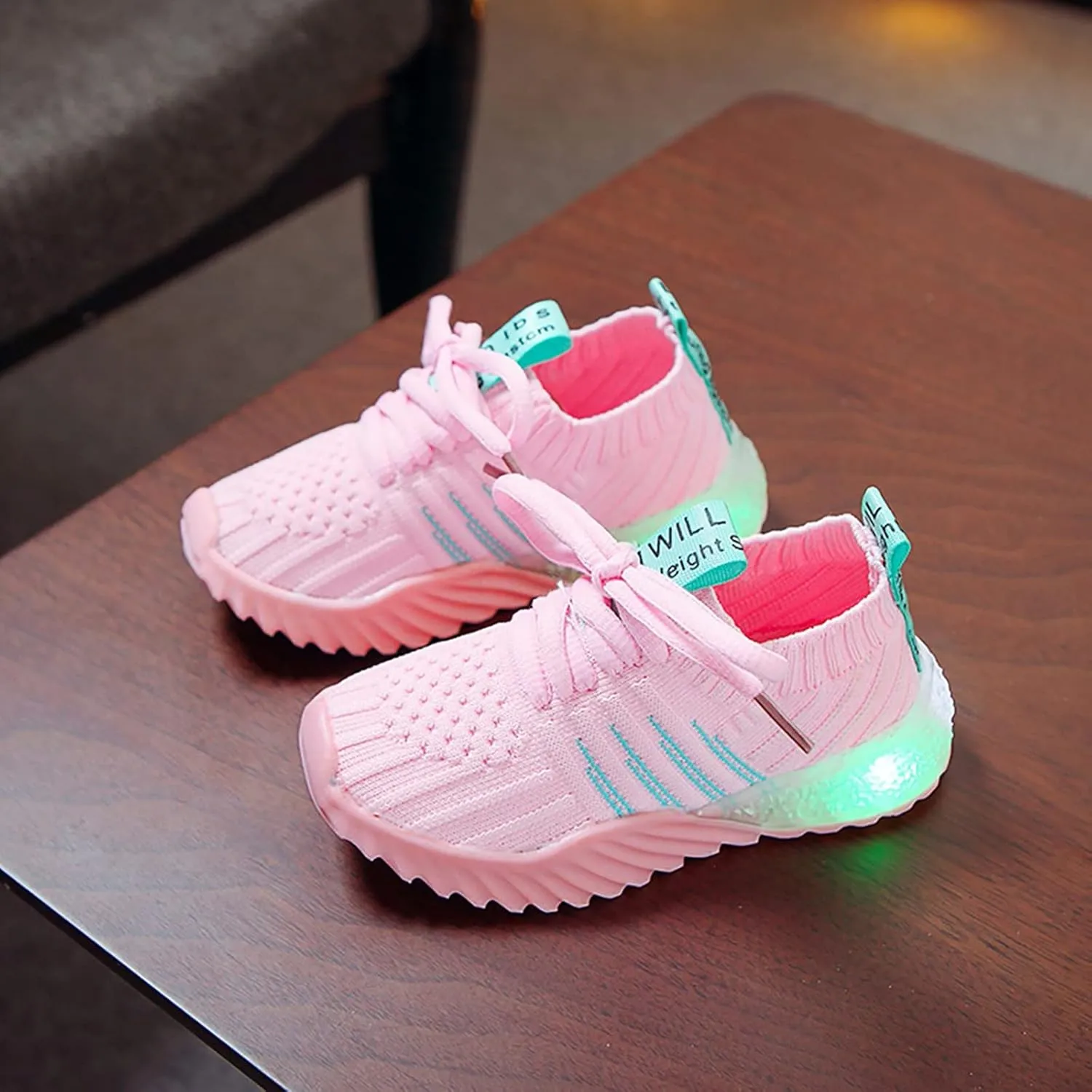 IWIHMIV Boys Girls Tennis Shoes for Running Athletic Walking Lightweight Breathable LED Light Luminous Sports Shoes