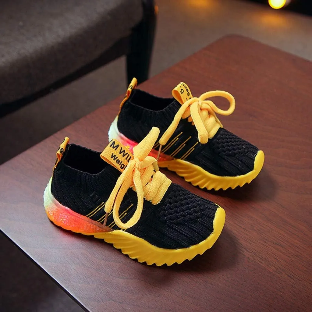 IWIHMIV Kids Tennis Running Shoes Luminous Athletic Lightweight Sports Walking for Boys Girls Basketball Shoes