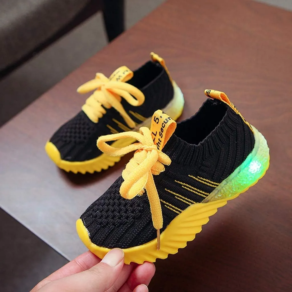 IWIHMIV Kids Tennis Running Shoes Luminous Athletic Lightweight Sports Walking for Boys Girls Basketball Shoes