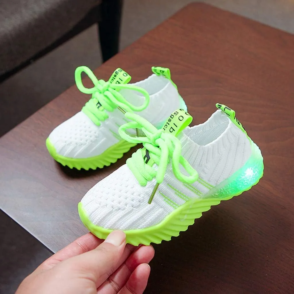IWIHMIV Toddler Running Shoes Lightweight Breathable Walking Shoes for Boys Girls Casual Luminous Tennis Shoes