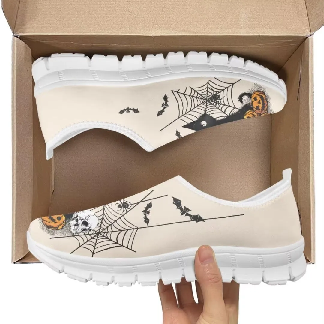 Jeiento Womens Halloween Shoes Slip-On Loafers Comfy Play Fashion Sneaker Travel Walking Flat Shoes Slip-On Party Shoes for Teenager Girls