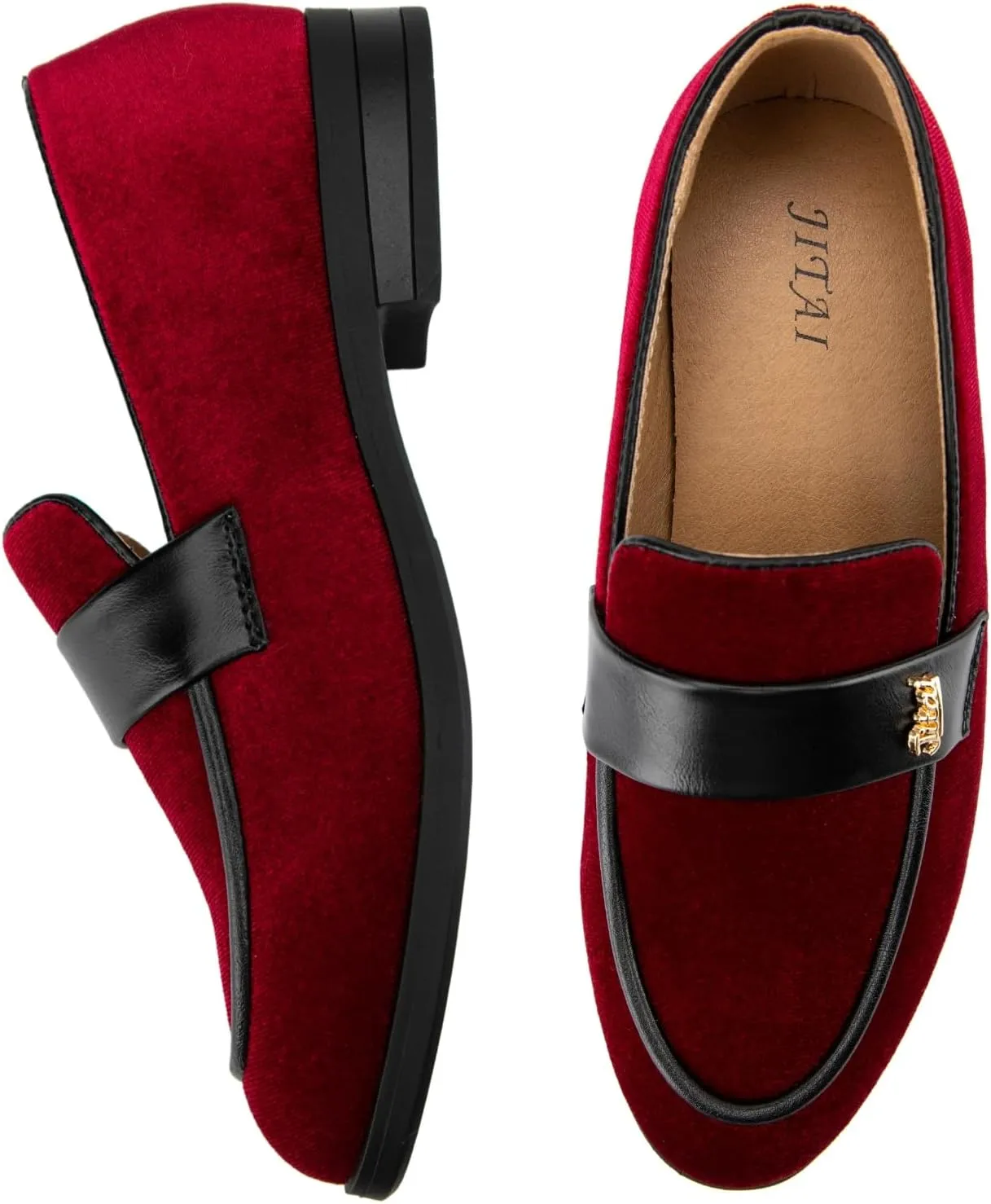 JITAI Boys Dress Loafers for Weddings & School, Breathable Slip-On Leather Tuxedo Shoes, Toddler to Preteen