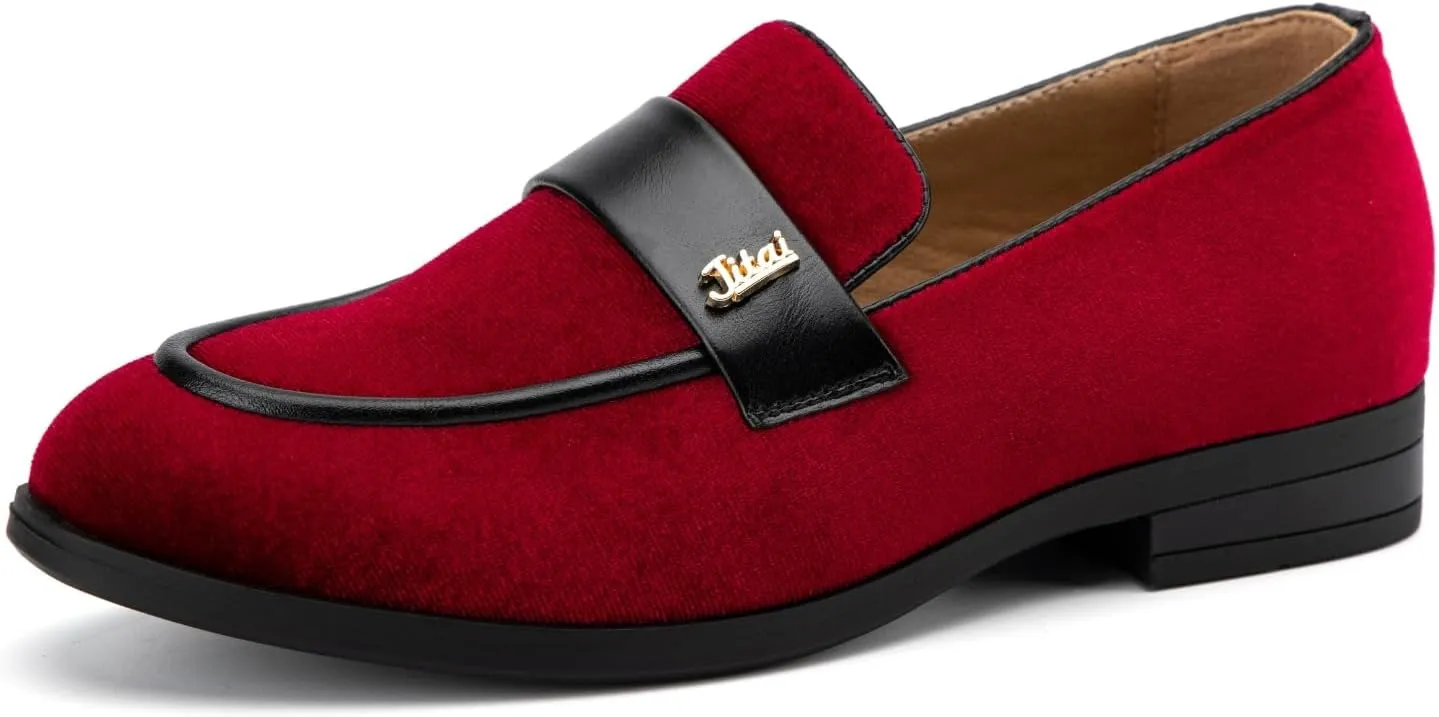 JITAI Boys Dress Loafers for Weddings & School, Breathable Slip-On Leather Tuxedo Shoes, Toddler to Preteen