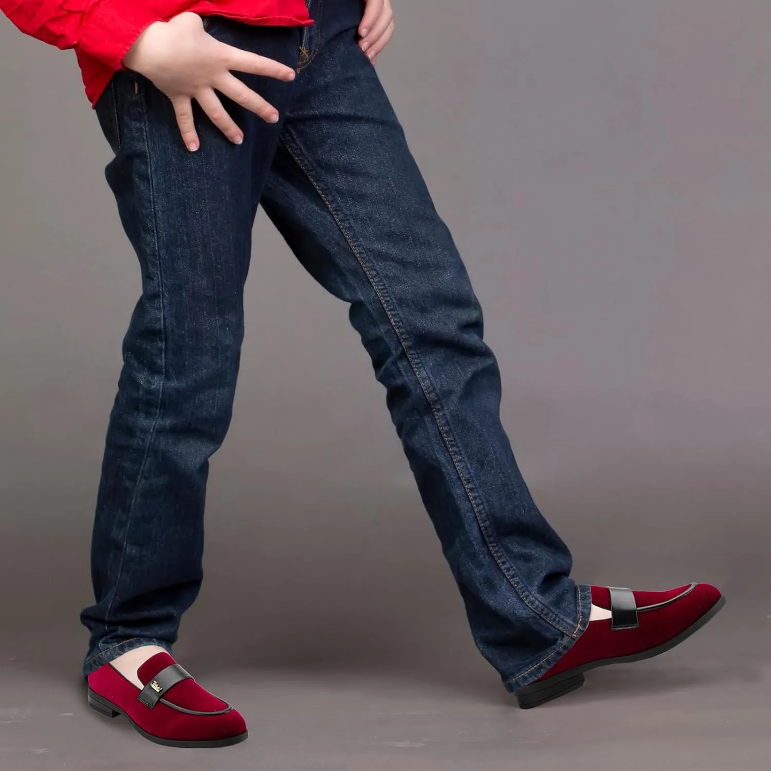 JITAI Boys Dress Loafers for Weddings & School, Breathable Slip-On Leather Tuxedo Shoes, Toddler to Preteen