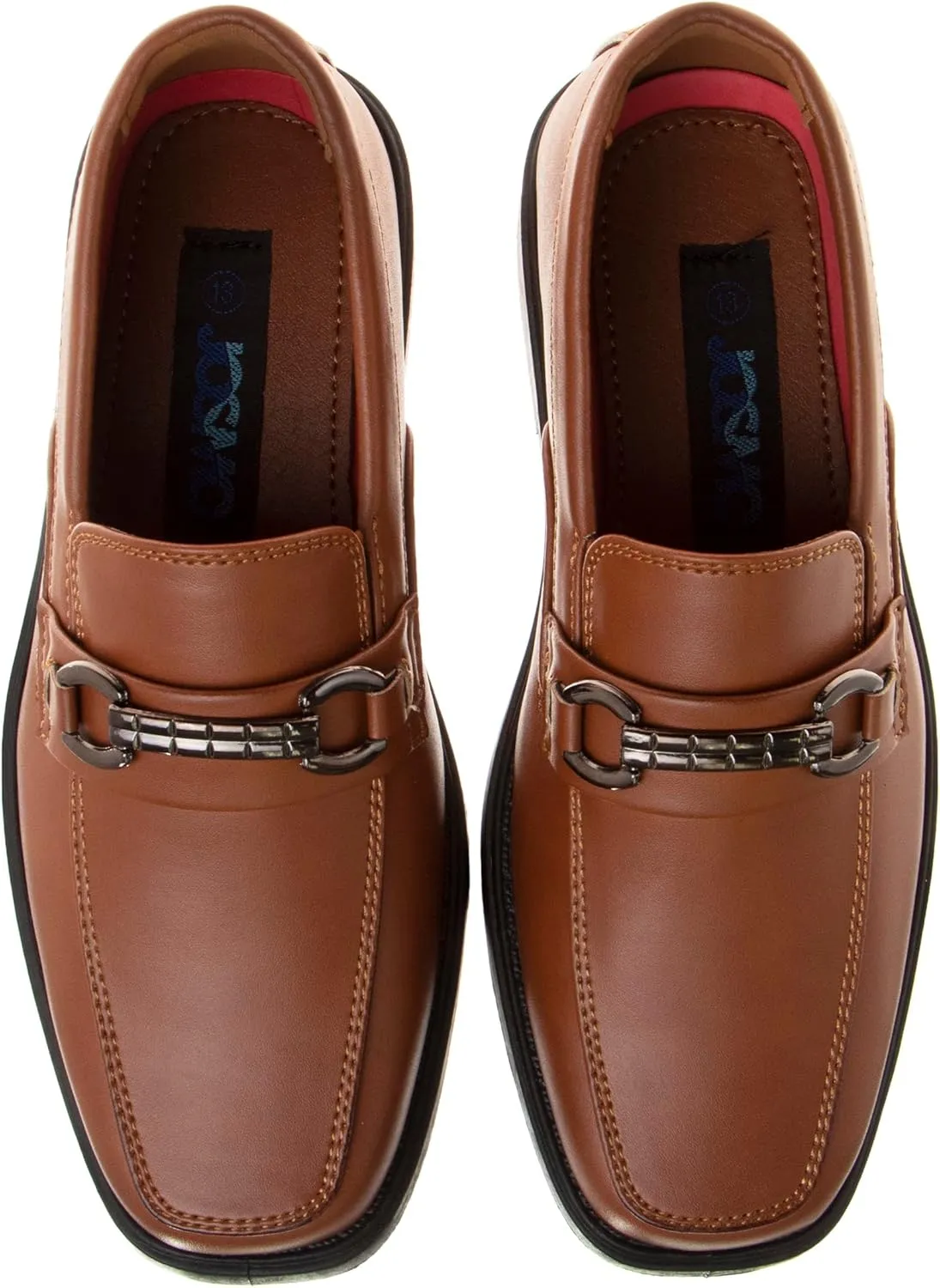 Josmo Boys Dress Shoes ?C Slip-On Comfort Uniform Oxford Loafer with Buckle Black and Brown (Big Kid/Little Kid) (Size 13-6)