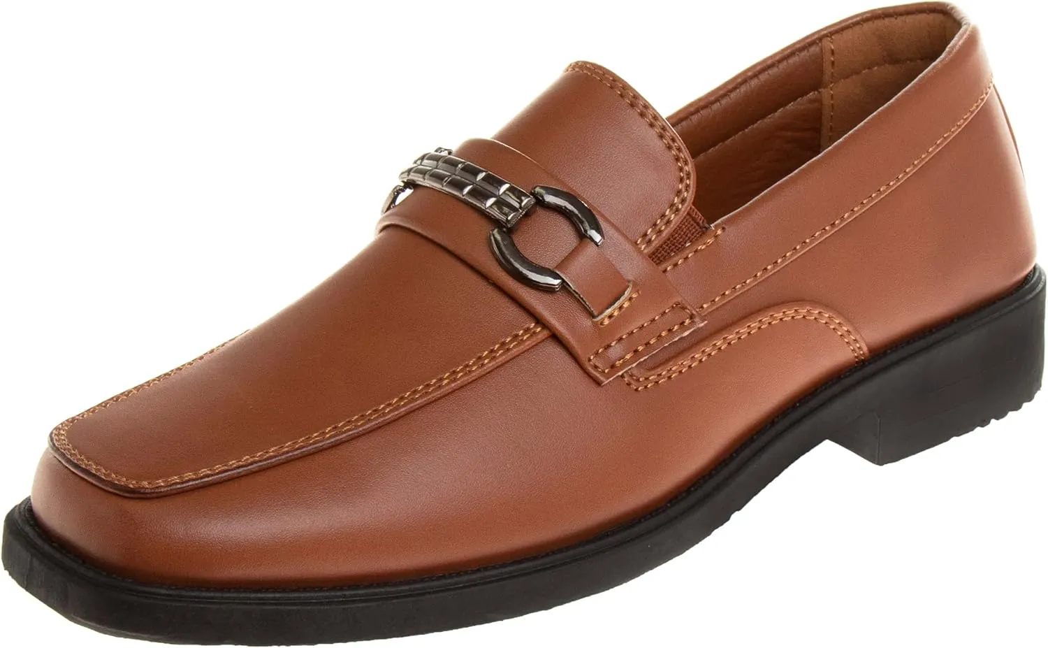 Josmo Boys Dress Shoes ?C Slip-On Comfort Uniform Oxford Loafer with Buckle Black and Brown (Big Kid/Little Kid) (Size 13-6)