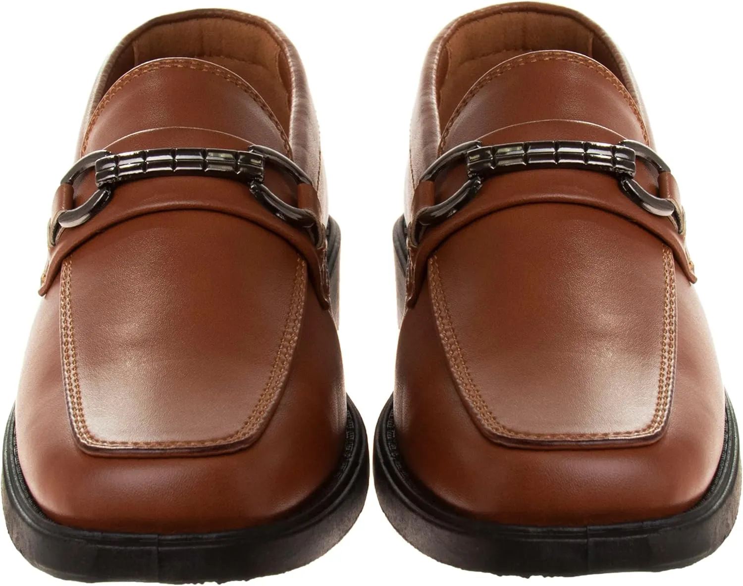 Josmo Boys Dress Shoes ?C Slip-On Comfort Uniform Oxford Loafer with Buckle Black and Brown (Big Kid/Little Kid) (Size 13-6)
