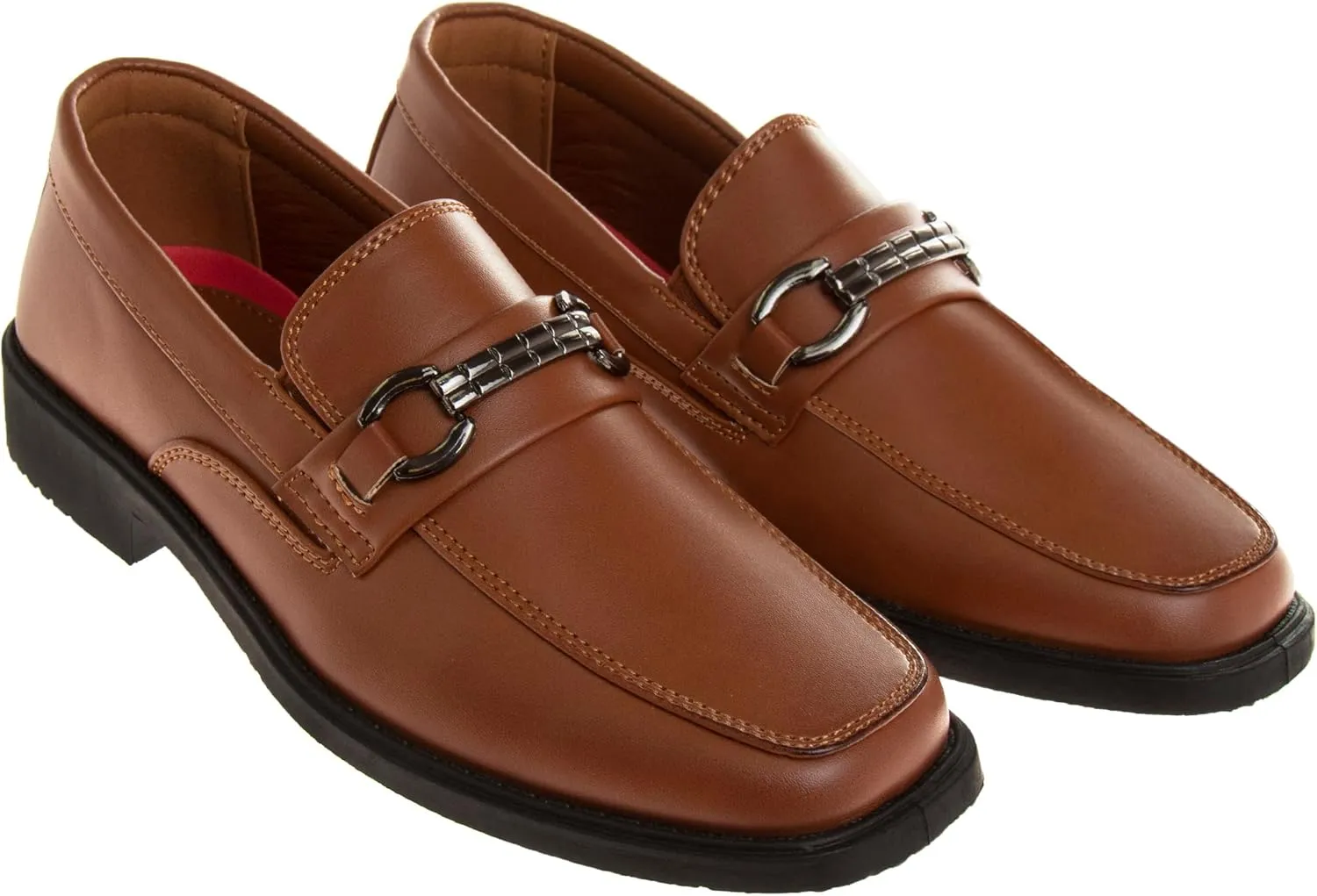 Josmo Boys Dress Shoes ?C Slip-On Comfort Uniform Oxford Loafer with Buckle Black and Brown (Big Kid/Little Kid) (Size 13-6)