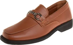 Josmo Boys Dress Shoes ?C Slip-On Comfort Uniform Oxford Loafer with Buckle Black and Brown (Big Kid/Little Kid) (Size 13-6)