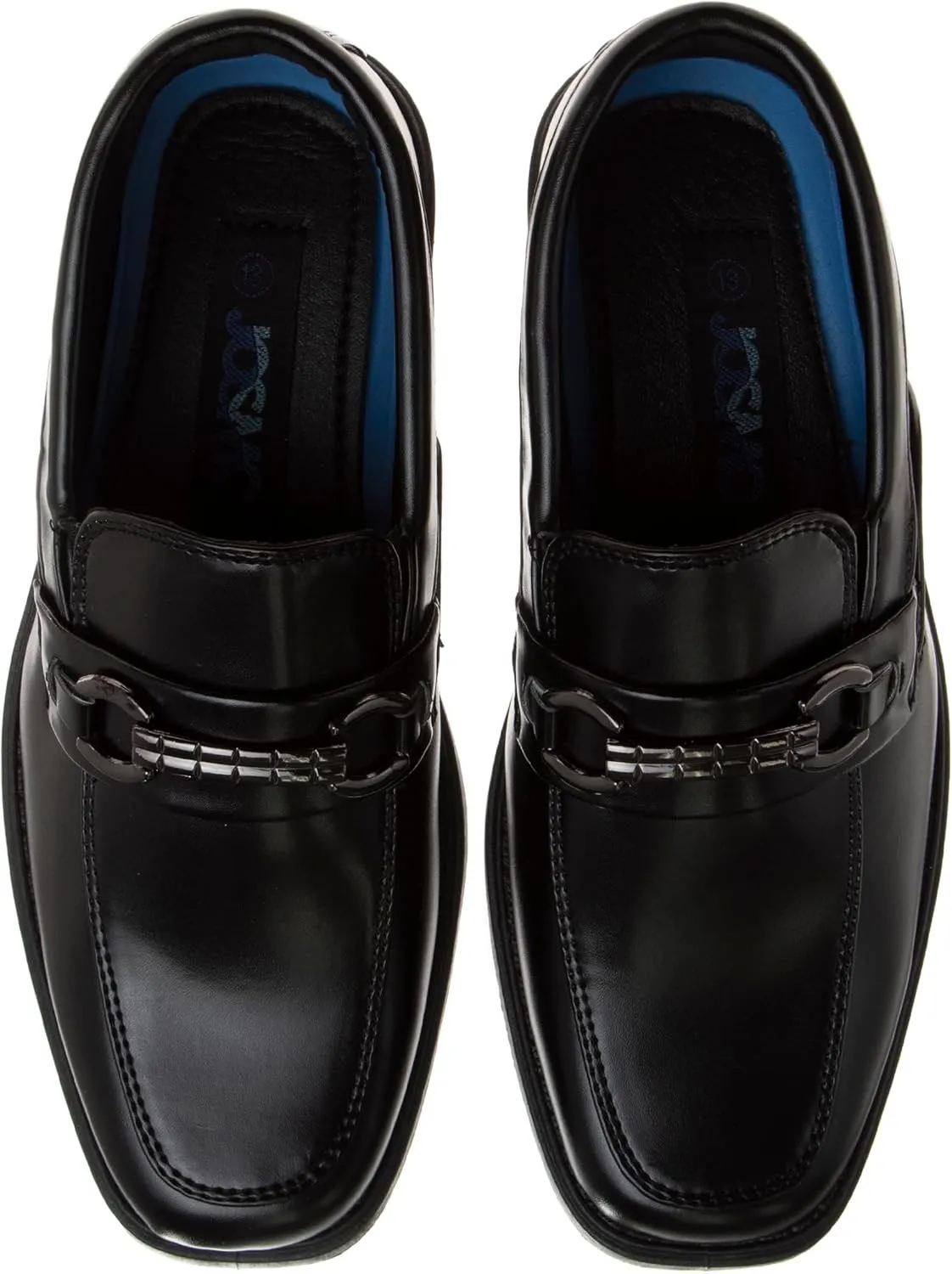 Josmo Boys Dress Shoes ?C Slip-On Comfort Uniform Oxford Loafer with Buckle Black and Brown (Big Kid/Little Kid) (Size 13-6)