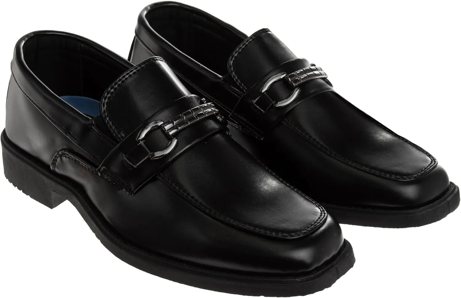 Josmo Boys Dress Shoes ?C Slip-On Comfort Uniform Oxford Loafer with Buckle Black and Brown (Big Kid/Little Kid) (Size 13-6)