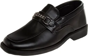Josmo Boys Dress Shoes ?C Slip-On Comfort Uniform Oxford Loafer with Buckle Black and Brown (Big Kid/Little Kid) (Size 13-6)