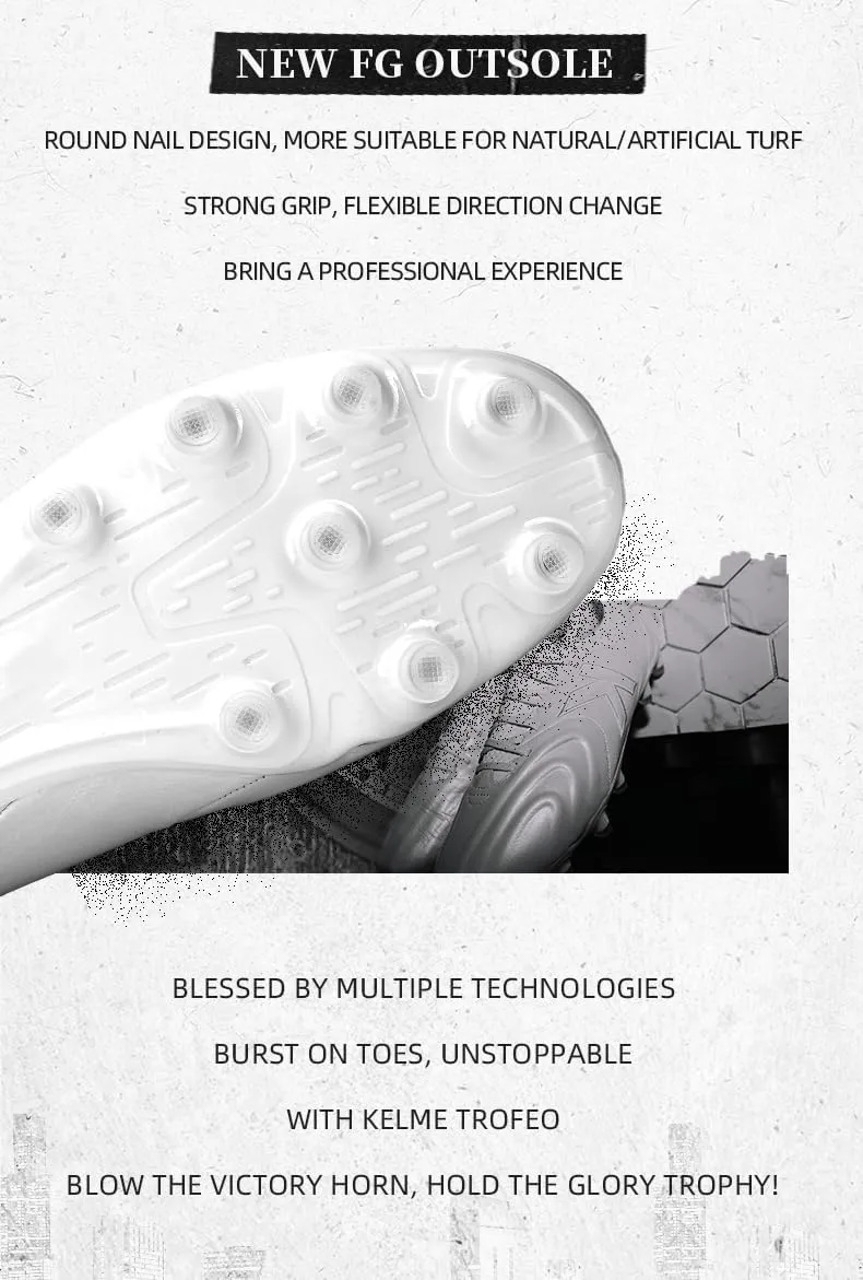KELME Soccer Cleats Men Pro Calfskin Leather Soccer Shoes Outdoor Firm Multi Ground Football Sneaker Unisex Adult