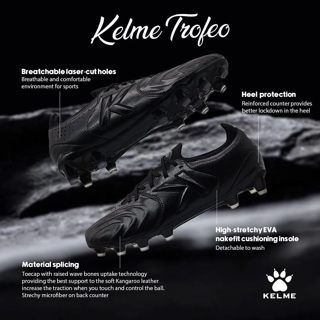 KELME Soccer Cleats Men Pro Calfskin Leather Soccer Shoes Outdoor Firm Multi Ground Football Sneaker Unisex Adult