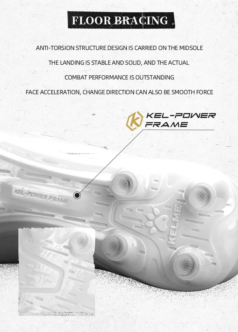 KELME Soccer Cleats Men Pro Calfskin Leather Soccer Shoes Outdoor Firm Multi Ground Football Sneaker Unisex Adult
