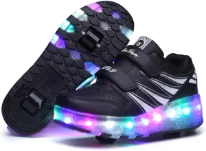 Kids Roller Shoes with Two-Wheeled Roller Skateshoes Sport Shoes USB Charging Luminous Shoes