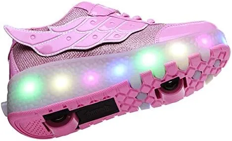 Kids Roller Shoes with Two-Wheeled Roller Skateshoes Sport Shoes USB Charging Luminous Shoes