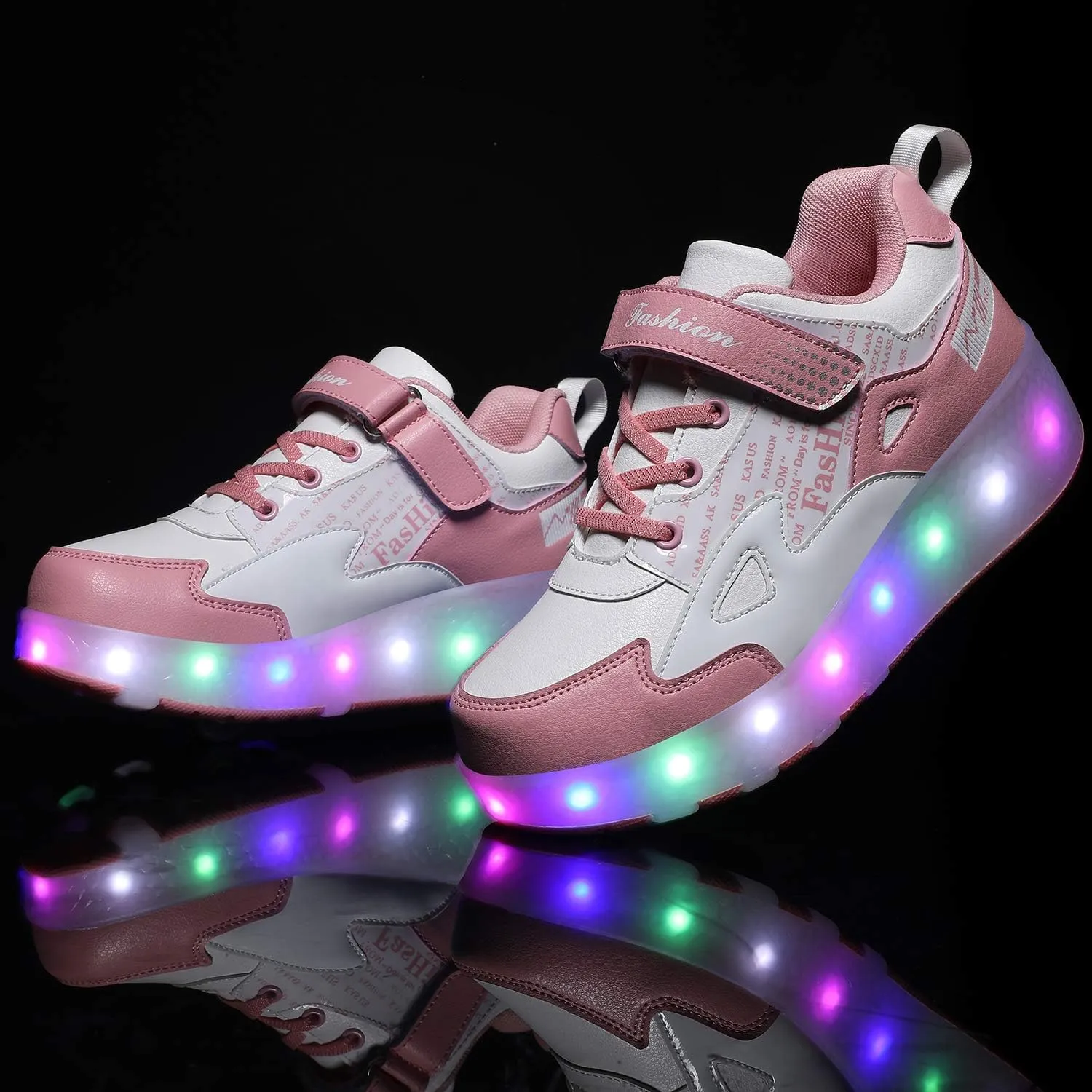 Kids Roller Shoes with Two-Wheeled Roller Skateshoes Sport Shoes USB Charging Luminous Shoes