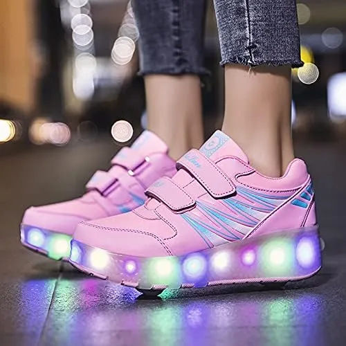 Kids Roller Shoes with Two-Wheeled Roller Skateshoes Sport Shoes USB Charging Luminous Shoes