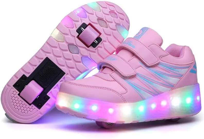 Kids Roller Shoes with Two-Wheeled Roller Skateshoes Sport Shoes USB Charging Luminous Shoes