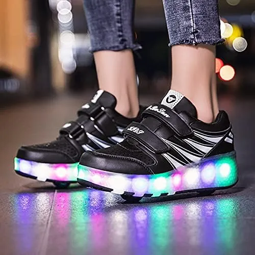 Kids Roller Shoes with Two-Wheeled Roller Skateshoes Sport Shoes USB Charging Luminous Shoes
