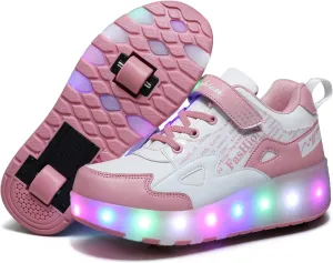 Kids Roller Shoes with Two-Wheeled Roller Skateshoes Sport Shoes USB Charging Luminous Shoes