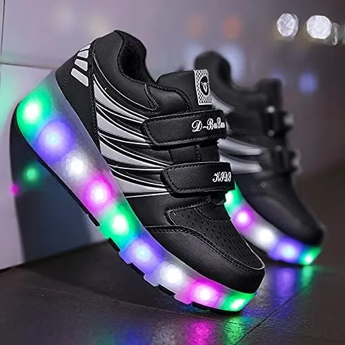 Kids Roller Shoes with Two-Wheeled Roller Skateshoes Sport Shoes USB Charging Luminous Shoes
