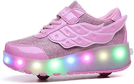 Kids Roller Shoes with Two-Wheeled Roller Skateshoes Sport Shoes USB Charging Luminous Shoes