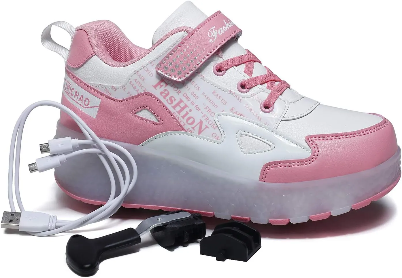 Kids Roller Shoes with Two-Wheeled Roller Skateshoes Sport Shoes USB Charging Luminous Shoes