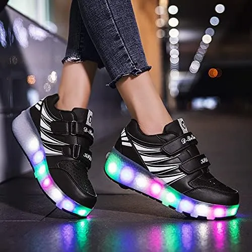 Kids Roller Shoes with Two-Wheeled Roller Skateshoes Sport Shoes USB Charging Luminous Shoes