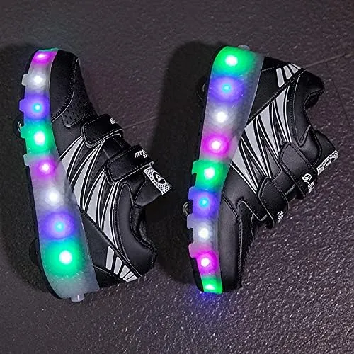 Kids Roller Shoes with Two-Wheeled Roller Skateshoes Sport Shoes USB Charging Luminous Shoes