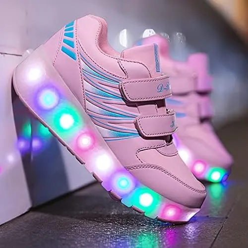 Kids Roller Shoes with Two-Wheeled Roller Skateshoes Sport Shoes USB Charging Luminous Shoes