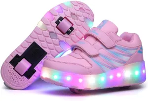 Kids Roller Shoes with Two-Wheeled Roller Skateshoes Sport Shoes USB Charging Luminous Shoes