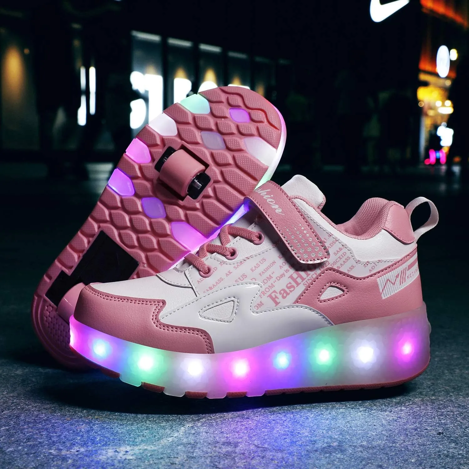 Kids Roller Shoes with Two-Wheeled Roller Skateshoes Sport Shoes USB Charging Luminous Shoes