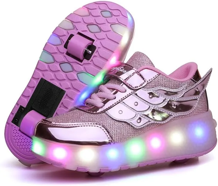 Kids Roller Shoes with Two-Wheeled Roller Skateshoes Sport Shoes USB Charging Luminous Shoes