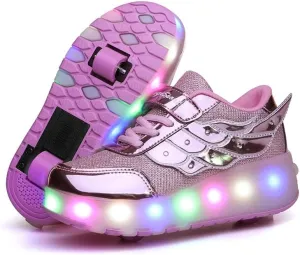 Kids Roller Shoes with Two-Wheeled Roller Skateshoes Sport Shoes USB Charging Luminous Shoes