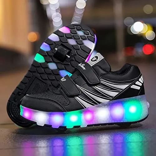 Kids Roller Shoes with Two-Wheeled Roller Skateshoes Sport Shoes USB Charging Luminous Shoes