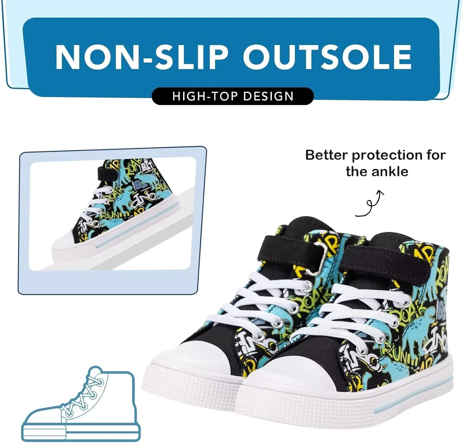 Kids Toddler Sneakers Girls Boys High Top Canvas Shoes Unisex-Child Casual Shoes