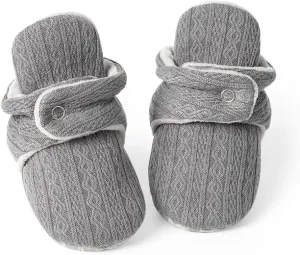 KIDSUN Infant Baby Boy Girl Cozy Fleece Bootie Newborn Stay On Slipper Winter Warm Gripper Non-Slip Crib Shoes