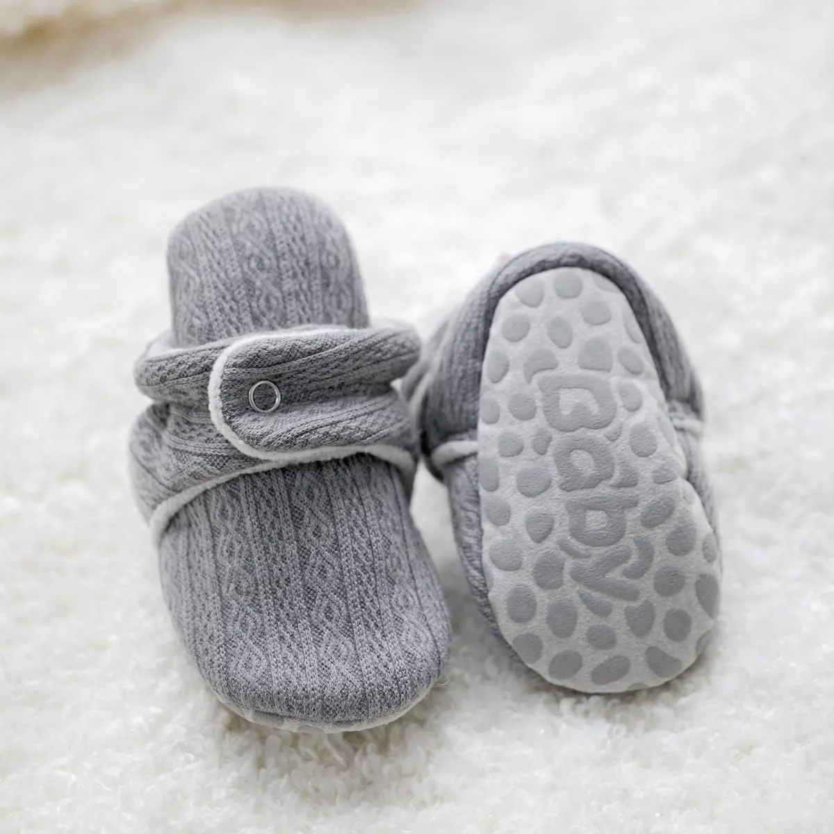 KIDSUN Infant Baby Boy Girl Cozy Fleece Bootie Newborn Stay On Slipper Winter Warm Gripper Non-Slip Crib Shoes