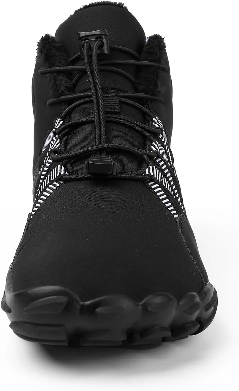 Kubbon Women's Winter Snow Boots,Soft Cozy Fur Lined Adjustable Slip-on Non Slip Booties Wide Toe Box Zero Drop Ankle BootiesWaterproof Outdoor Hiking Sneakers