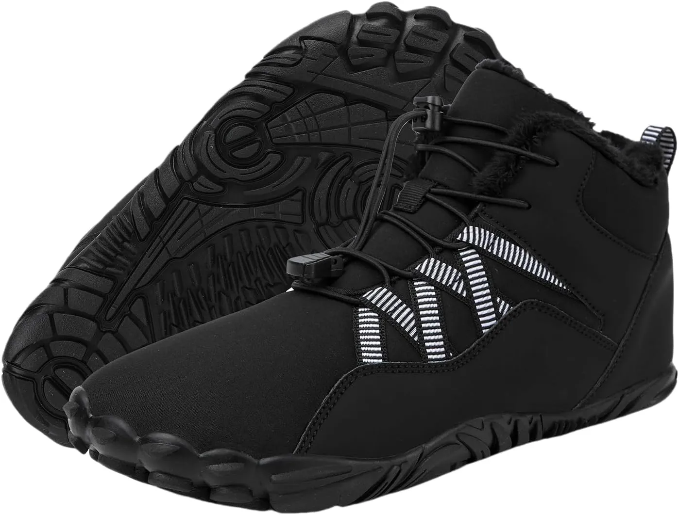 Kubbon Women's Winter Snow Boots,Soft Cozy Fur Lined Adjustable Slip-on Non Slip Booties Wide Toe Box Zero Drop Ankle BootiesWaterproof Outdoor Hiking Sneakers