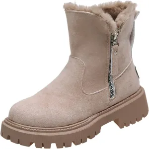 Ladmiple Winter Boots For Women Fashion Warm Fur Lined Snow Ankle Booties Outdoor Comfortable Slip On Walking Shoes