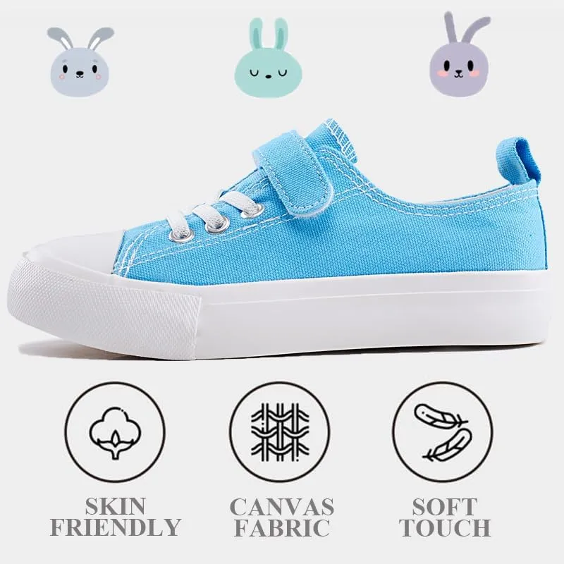 LUMUBBY Kid Shoes for Boys Girls Toddler Little Kid Canvas Low Top Sneakers Classic Adjustable Strap Lace up Shoes for Kids Breathable Lightweight