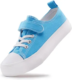 LUMUBBY Kid Shoes for Boys Girls Toddler Little Kid Canvas Low Top Sneakers Classic Adjustable Strap Lace up Shoes for Kids Breathable Lightweight